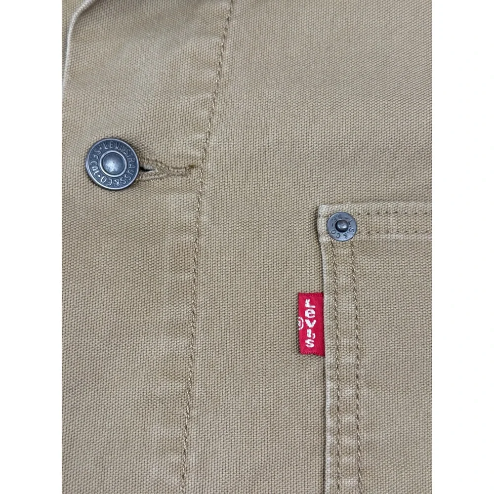 Levis Mens 3XL Khaki Canvas Chore Coat Corduroy Collar Workwear Jacket ECU - Picture 2 of 12
